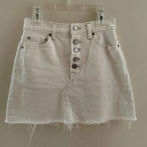 Gap off-white frayed high waist a-line denim skirt